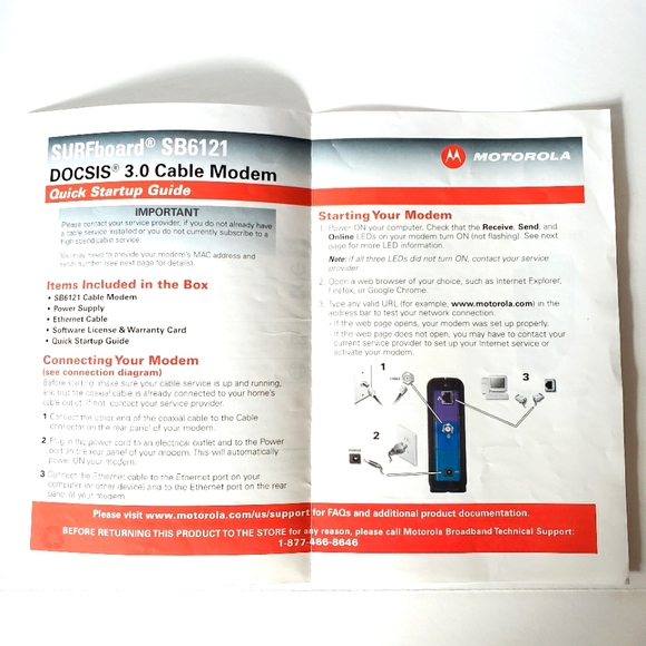 Motorola SB6121 SURFboard DOCSIS 3.0 Cable Modem - Picture 13 of 13